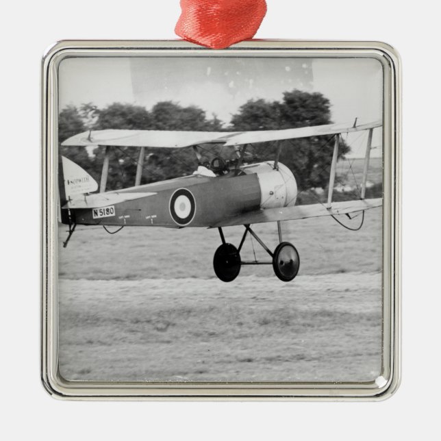 Sopwith flygplan som tar av julgransprydnad metall (Framsidan)