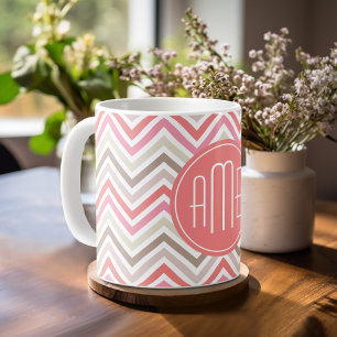 Sorbet Chevrons med trippelmonogram Kaffemugg
