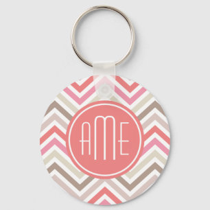 Sorbet Chevrons med trippelmonogram Nyckelring