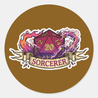 Sorcerer D20 Class Crest Sticker - Funny D&D Sorce Runt Klistermärke