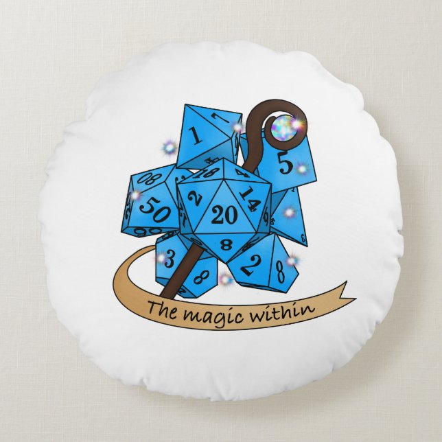 Sorcerer Dice Design Rund Kudde (Framsidan)