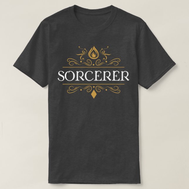 Sorcerer Svärgdragoner i Dungeons T Shirt (Design framsida)