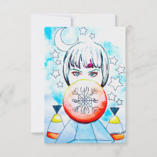 Sorceress Manifestation Watercolor Art Inbjudningar