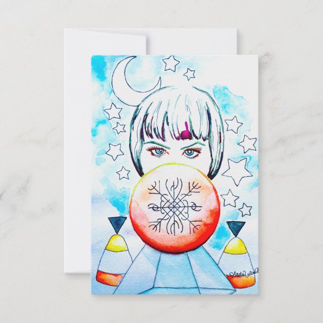 Sorceress Manifestation Watercolor Art Inbjudningar (Framsida)