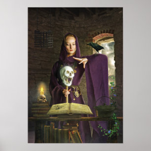 Sorceress som kastar sin stavning poster