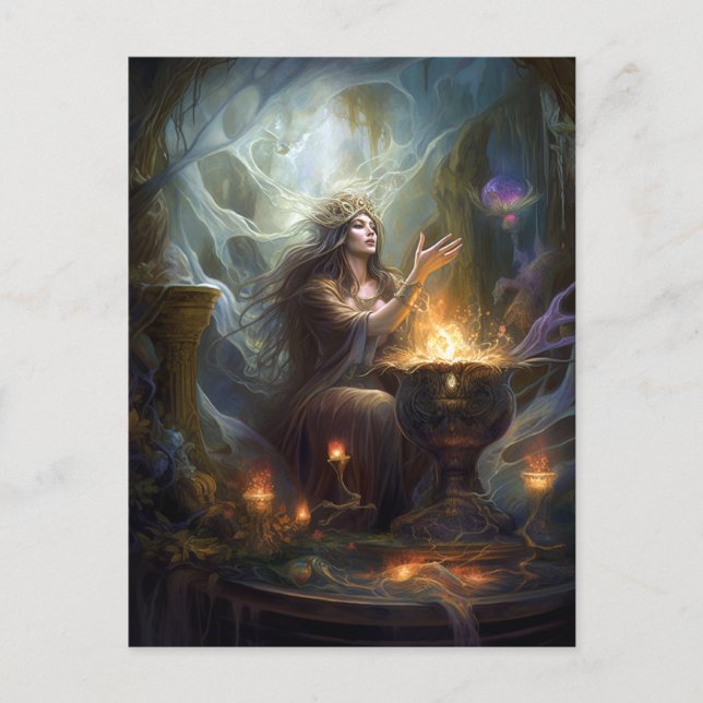 Sorceress Witch Fantasy Art-vykort Vykort (Framsida)