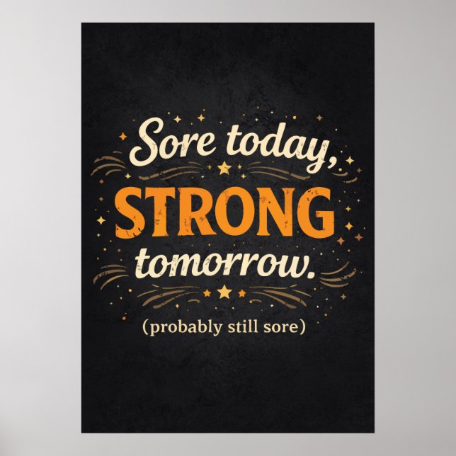 Sore Today Strong Tomorrow, Funny Gym Motivational Poster (Framsidan)