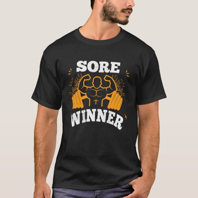 Sore Winner  Gym Quote Workout Exercise And Fitnes T Shirt (Framsida)