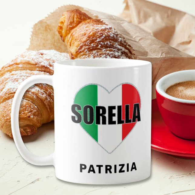 Sorella Italy Flagga Heart Mugg (Sorella (Italian for Sister)
Flag of Italy Italian Heart
White Mug)