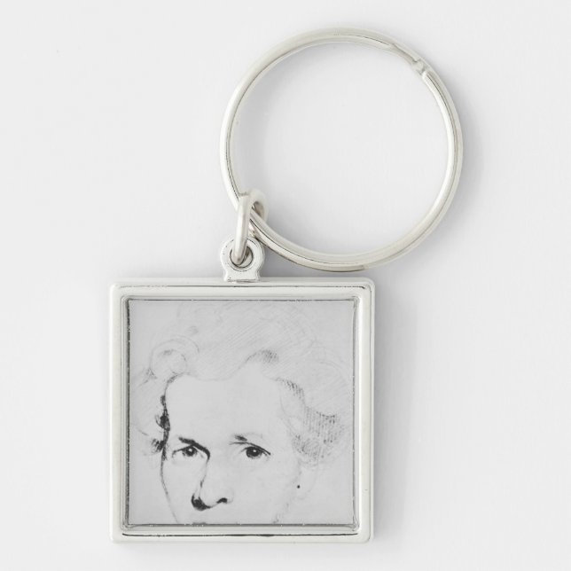 Soren Aabye Kierkegaard Fyrkantig Silverfärgad Nyckelring (Framsidan)