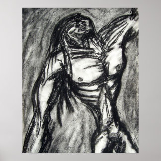 Sorg och depression Kolteckning Poster