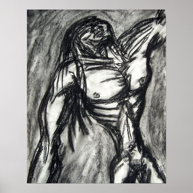 Sorg och depression Kolteckning Poster (Framsidan)