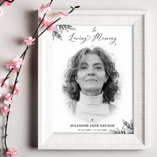 Sorgaffisch Svart Vit Foto Minneshögtid Tjänst Poster (Skapare uppladdad)