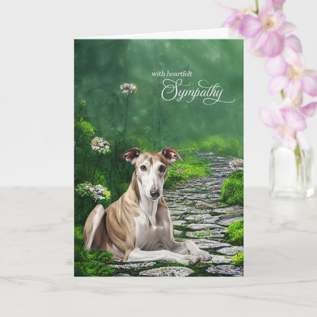 Sorgekort för hund Greyhound Mistig trädgårdsstig  Kort (Orkide)