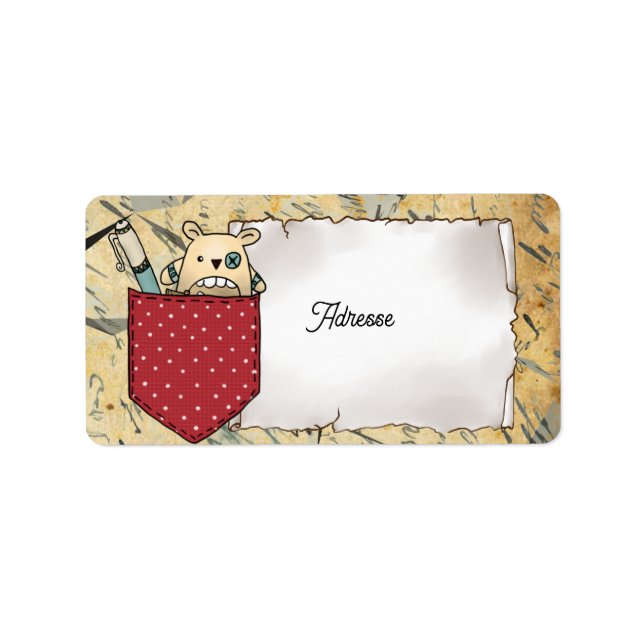 Sorgenfressertasche Adressetikett (Framsidan)