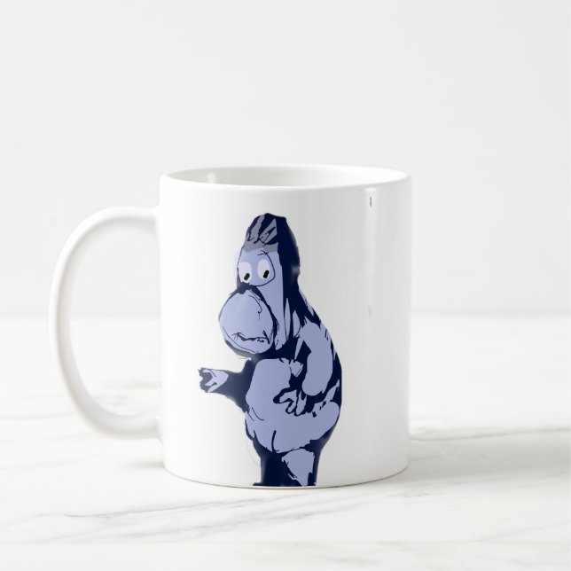 Sorglig blå gorilla keramisk kaffemugg (Vänster)