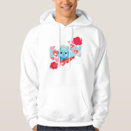 Sorglig Blå Taggig Monster med Sött Godis Hoodie