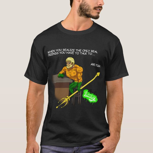 Sorglig Fisk Man T Shirt (Framsida)