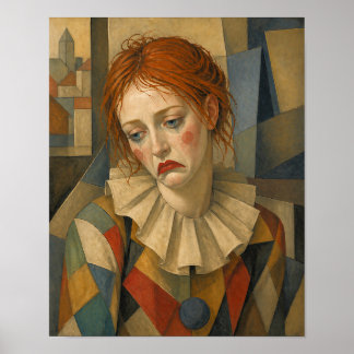Sorglig kvinnlig clown poster