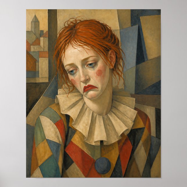 Sorglig kvinnlig clown poster (Framsidan)
