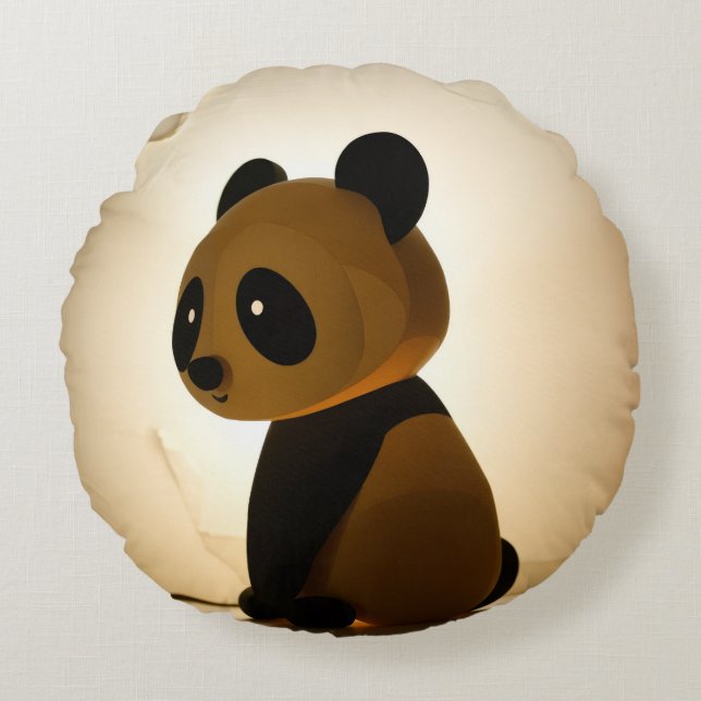 Sorglig Panda Rund Kudde (Framsidan)
