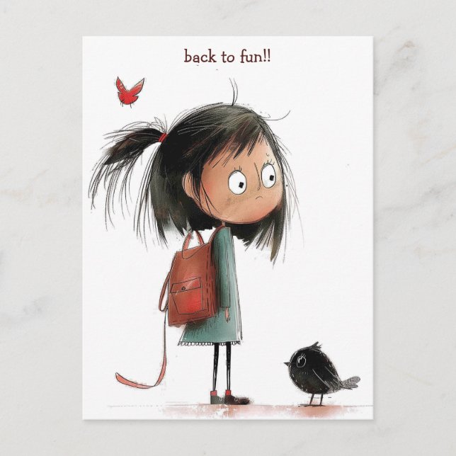 Sorglig skol flicka vykort (Framsida)