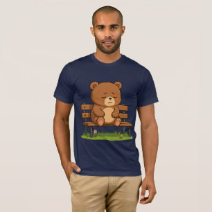 Sorglig söt teddybjörn på bänk – Känslomässig teck T Shirt