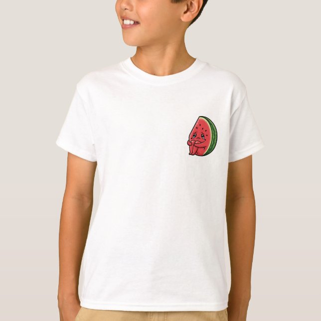 Sorgligt gråtande vattenmelon karaktär barn t shirt (Framsida)