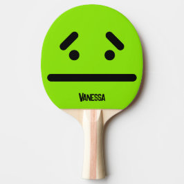Sorgligt tomt ansikte Grönt med namn Pingisracket
