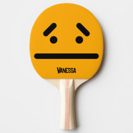 Sorgligt tomt orange ansikte med namn pingisracket