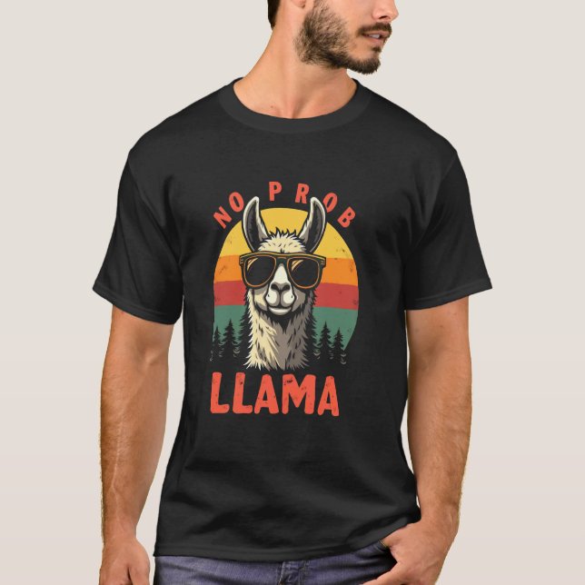 Sorglös Inget Prob Llama Solglasögon Vibe T Shirt (Framsida)