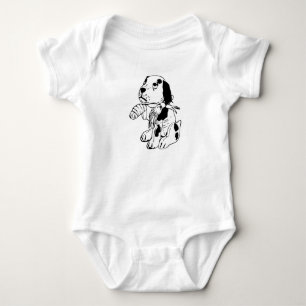 Sorgsen hund med brutet ben t-shirt