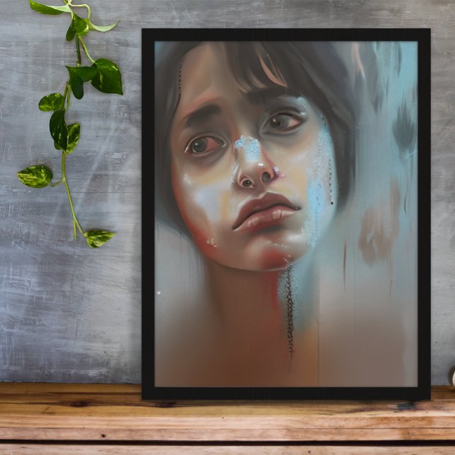Sorgsen kvinna Abstrakt AI-genererad konst Fototryck (Skapare uppladdad)