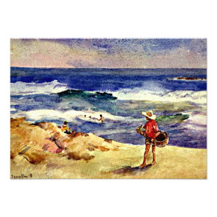 Sorolla - Boy on Sand, bra art Fototryck