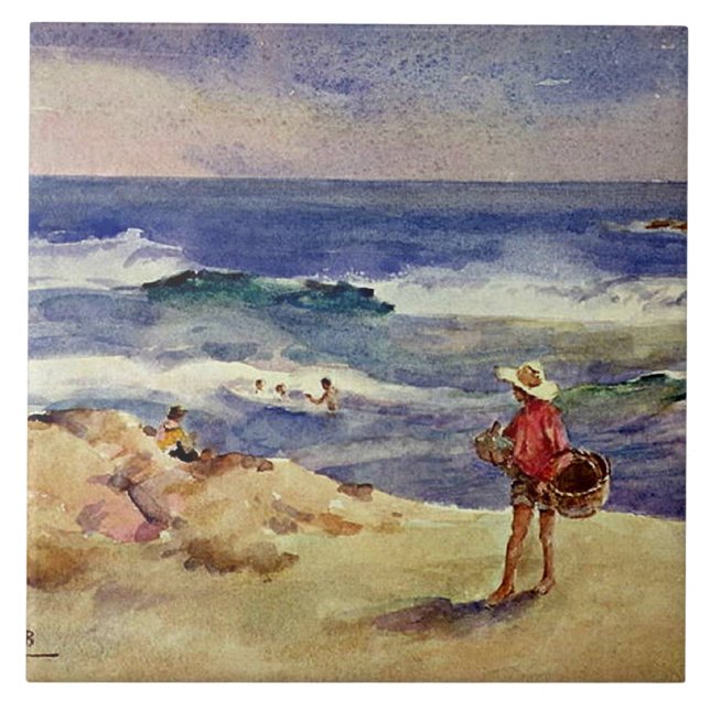Sorolla - Boy på Sand Kakelplatta (Framsidan)
