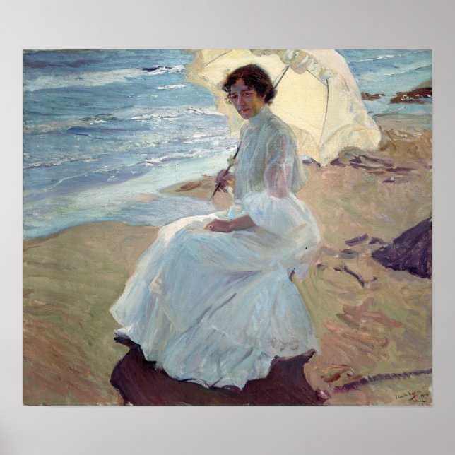 Sorolla - Clotilde på stranden Poster (Framsidan)