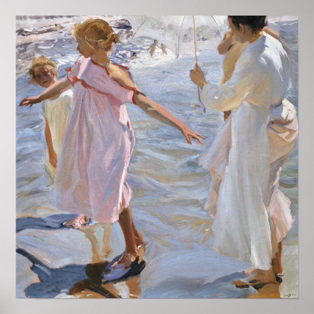 Sorolla - Dags för ett bad, Valencia Poster (Framsidan)