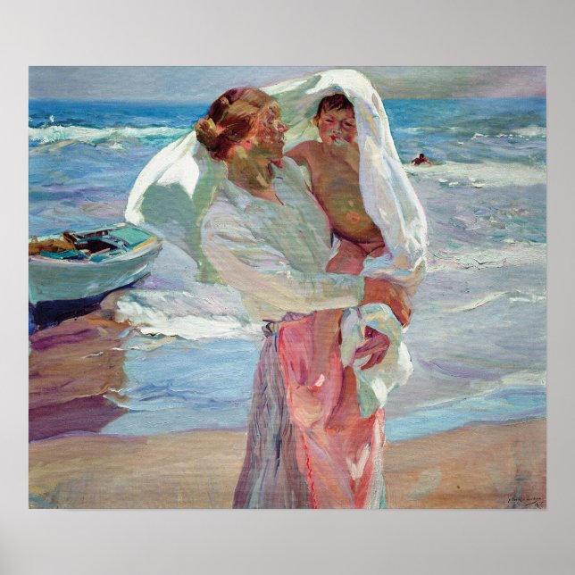 Sorolla - Efter badande kvinna & barn Poster (Framsidan)