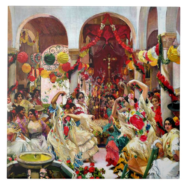 Sorolla målning - Sevilla, Dance Kakelplatta (Framsidan)