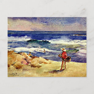Sorolla - Pojke på sanden, finkonst Vykort