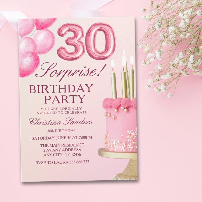 Sorprise Birthday Party 30th Birthday with Numers  Inbjudningar (Skapare uppladdad)