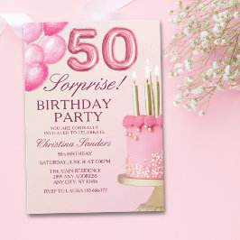 Sorprise Birthday Party 50th Birthday with Numers  Inbjudningar