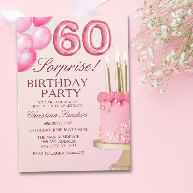 Sorprise Birthday Party 60th Birthday with Numers  Inbjudningar (Skapare uppladdad)