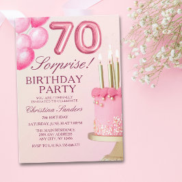 Sorprise Birthday Party 70th Birthday with Numers  Inbjudningar