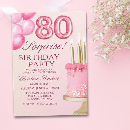 Sorprise Birthday Party 80th Birthday with Numers  Inbjudningar