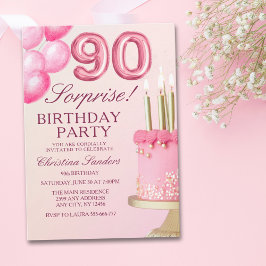 Sorprise Birthday Party 90th Birthday with Numers  Inbjudningar