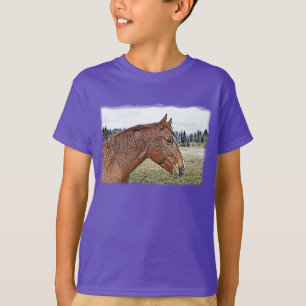Sorrel Horse Porträtt Equine Art Illustration Tröja