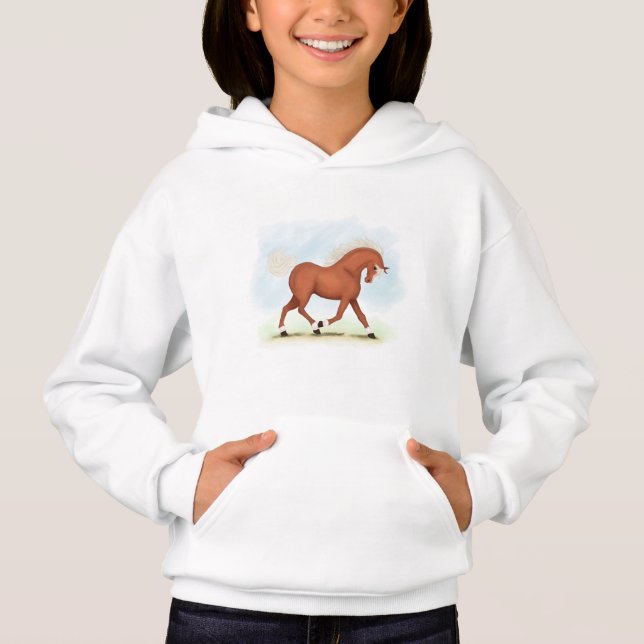 Sorrel Horse with Blaze & Socks Equestrian T Shirt (Framsida)