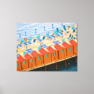 Sorrento Italien Blue Orange Beach Cabanas Large Canvastryck