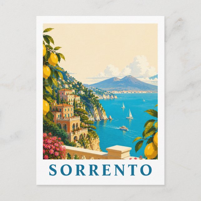 Sorrento Italien Citroner Vintage Resa Vykort (Framsida)